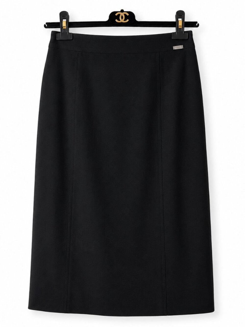 CHANEL black pencil Skirt Vintage FR 36 US 4-6 Karl Lagerfeld Y2K